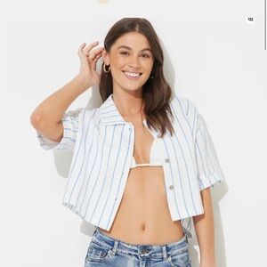 Ocean Drive Button Front Crop Top